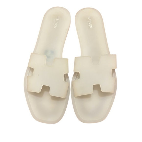 Steven New York by Steve Madden Andrina Jelly "H" Slide Sandals in White Size 7 - Picture 1 of 8